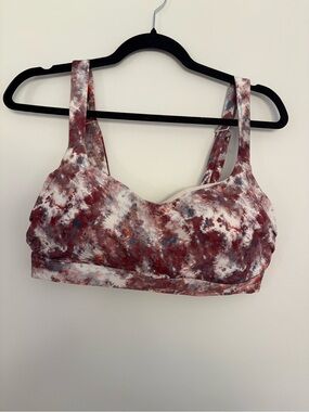 Addition Elle Tie-Dye Swim Bralette in Maroon and White